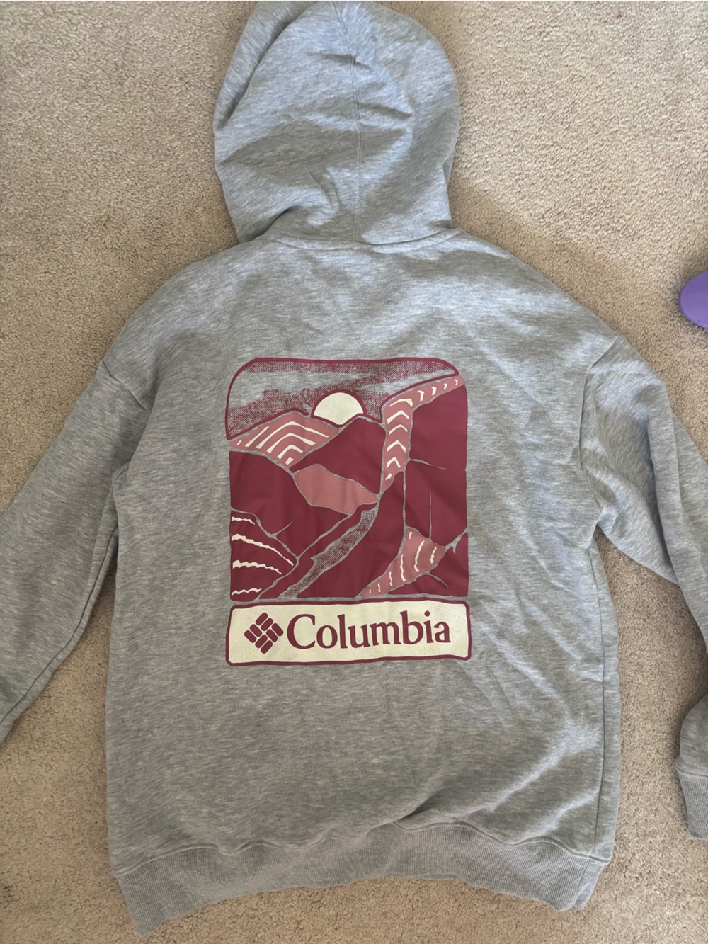 Columbia Gray Hoodie with Maroon Mountain Graphic
